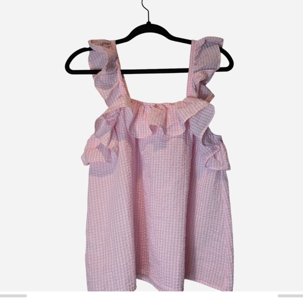Pre-owned &merci Pink Gingham Blouse with Ruffles - Picture 2 of 7